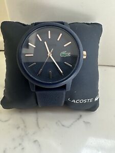 Lacoste 12.12 Men's Navy Blue Silicone Band Blue Face Green Alligator Watch