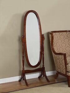 Swivel Full Length Wood Cheval Floor Mirror, White/Oak/Cherry/Black/Gold/Silver
