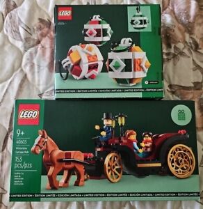 LEGO GWP Lot: 40603 Wintertime Carriage Ride & 40604 Christmas Decor Set