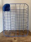 VINTAGE LARGE Rubbermaid BLUE Coated Wire Dish Drying Rack w/ Utensil Drainer
