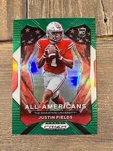 2021 Justin Fields NFL Football Rookie Card #192 Prizm Draft All American Green