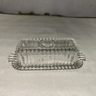 Covered Clear Glass Beveled Butter Dish 1/4 lb Stick