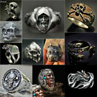 Black Skull Ring 925 Silver Rings for Women Men's Gothic Biker Fashion Jewelry
