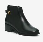 Cole Haan Jolie Buckle Bootie Black Leather Boots Size 8 B (W28681)