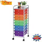 10 Drawer Craft Storage Rainbow Cart Locking Casters Bedroom Living Room Steel