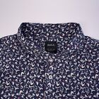 RVCA Shirt Mens XL Blue All Over Floral Print Short Sleeve Button Up Pocket