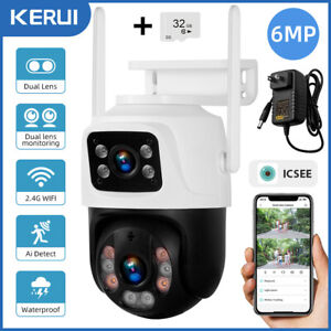 Wireless Outdoor Security Camera Dual Lens HD 6MP WiFi IP CCTV Night Vision Cam
