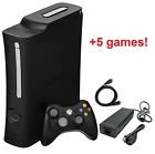 Xbox 360 Elite Black Console Bundle Controller Cable HDD 5 Video Games Microsoft