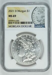 New Listing2021-D NGC MS69 Morgan Silver Dollar Denver - RIM DENT