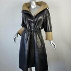 NWT~$985~DAY BIRGER~38/XL~BLACK TAN GENUINE REAL LAMB LEATHER TRENCH COAT JACKET