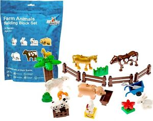 Farm Animals Building Block Set Compatible with the Leading Brand- 24 Pieces
