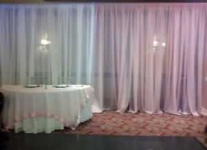 Pink backdrop drape panels 114