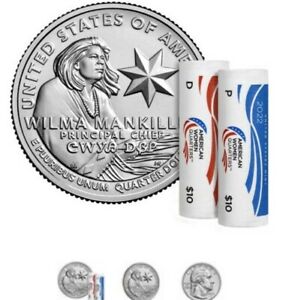 2022 P D  Wilma Mankiller, American Women's Quarters 2 Coin Set From MINT ROLLS