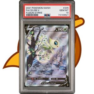 Celebi V 245/264 Alt Art PSA 10 Fusion Strike Pokémon Card
