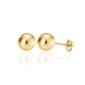 14k Gold Plated Sterling Silver Ball Bead Stud Earrings