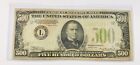 $500 Dollar Bill Banknote 1934A San Francisco , Lime Green Seal