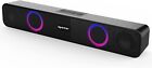 DE HILEEFE Computer Speakers, 12W Stereo Computer Sound Bar, Colorful RGB Lights