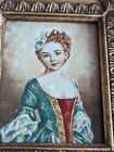 Antique Victorian Hand Painted Portrait Oil Painting on Copper Signed Iris Girl