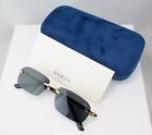 Gucci GG1221S 001 56mm Square Rimless Sunglasses Gold with Gray Lens 100% UV