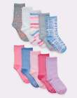 Hanes Crew Socks 10-Pack Girls Ultimate Fashion Lightweight EZ Sort Comfort Fit