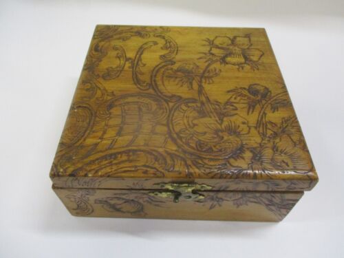 New ListingVintage Wood Box Decorated with Flowers
