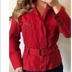 CABI First Mate Nautical red belted twill zip spring jacket style 401 Size Med