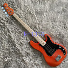 4 Strings Orange Electric Bass Guitar Black Pickguard Chrome Hardware Solid Body