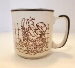 VTG Strawberry Shortcake Coffee Mug Japan Brown Cream Tea Cup, Letter Is A Visit