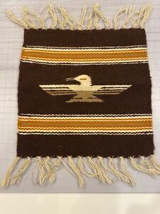 Vintage Native American Weave Art Tribal Tapestry Woven  Bird /  Eagle Symbol