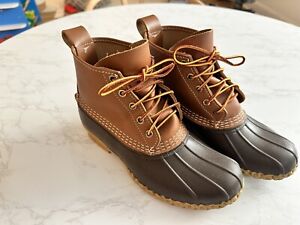 NEW LL Bean Womens Sz 7M Shoes Brown Leather Lace Up Outdoor Rain Bean Boots