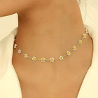Fashion Gold Plated White Daisy Flower Necklace Collarbone Chain Women Gift New