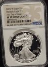2021 W AMERICAN SILVER EAGLE $1 HERALDIC EAGLE T1 FIRST DAY- NGC - PF 70 UCAM