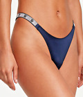Victoria's Secret Navy Shine Strap Satin Rhinestone Brazilian Panty S M L  NWT