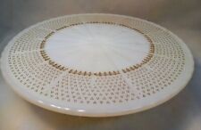 Vtg Milk Glass Cake Stand With 22k Gold Designs