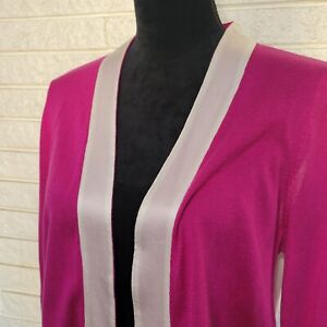 Magaschoni NY Womens Med silk cashmere cardigan open front fushia pink two toned