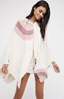 Free People Best Day Ever Cocoon Poncho Hood Pullover Ivory Pink XS/S NEW