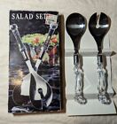 NEW VTG 1995 Serving Utensils Salad Fork & Spoon 2 Piece Set Acrylic Handles