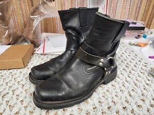 XElement Mens Leather Harness Motorcycle Riding Boots Black Sz 12M