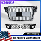 Fits Audi A4 S4 RS4 B8 Front Henycomb grille Bumper Grill +fog lamp cover 09-12 (For: Audi)