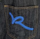 Rocawear Jeans Mens 38 x 33 Black Denim Baggy Skater Hip Hop Y2K Embroidered