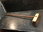 Antique Horse Hair Cleaning Brush with Wood Handle 50in