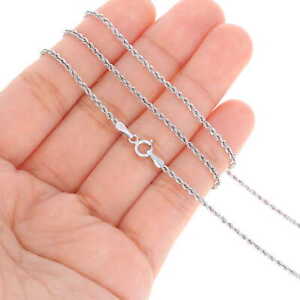 10K White Gold 1.5mm-7mm Diamond Cut Rope Italian Chain Pendant Necklace 16