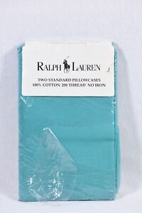 Ralph Lauren Home 100% Cotton Pair Standard Pillowcases Classic Emerald Teal