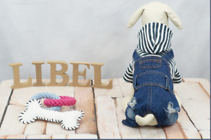 Pet Puppy Dog Cat Distressed jeans overalls for Small Dog