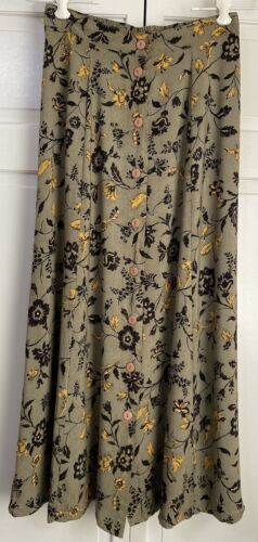 Vintage SAG HARBOR Floral Midi Button Up Skirt - 1990s Cottagecore Women's Small
