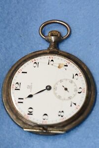 1900 Antique Omega Pocket Watch in Silver Case (Incomplete) Runs Great!