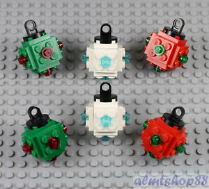 LEGO - Set of 6 Christmas Tree Baubles Ornament - Decoration Red Green White