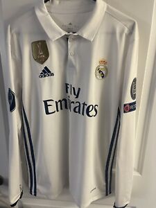 Ronaldo #7 Real Madrid 16/17 Home Jersey Mens Large Long Sleeve With CL Patches