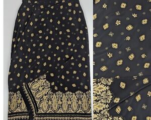 Coldwater Creek Womens Floral Black Silk Maxi Skirt PL Faux Wrap NWT