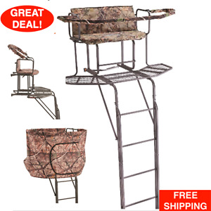 20 Feet Tall 2 Man Tree Stand Hunting Blind Deer Wrap a Round Double Rail Ladder